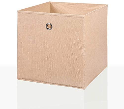 Mixibaby Faltbox Faltkiste Regalkorb Regalkiste Regalbox Aufbewahrungsbox 4 er Set, Farbe:Beige, Größe:26 cm x 26 cm