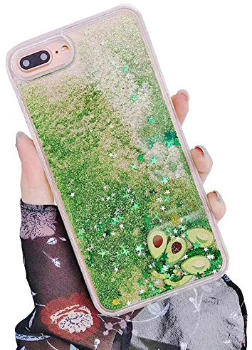 SGVAHY Liquid Quicksand Case for iPhone X/XS, Glitter Shinny Sequins Avocado Patterned Soft TPU Bumper Hard Back Shockproof Protective Case for iPhone X/XS. (Avocado, iPhone X/XS )