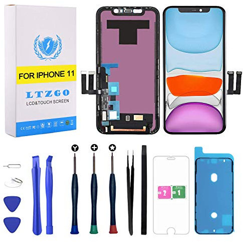 LTZGO Pantalla Compatible con iPhone 11 LCD Display Reemplazo Negro Digitalizador Táctil Vidrio con Herramientas, Adhesivo,Cristal Templado A2111, A2221, A2223