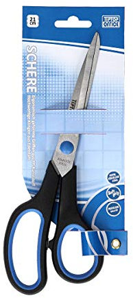 TIPTOP OFFICE TTO - Tijeras de oficina (21 cm, mango blando), color azul y negro
