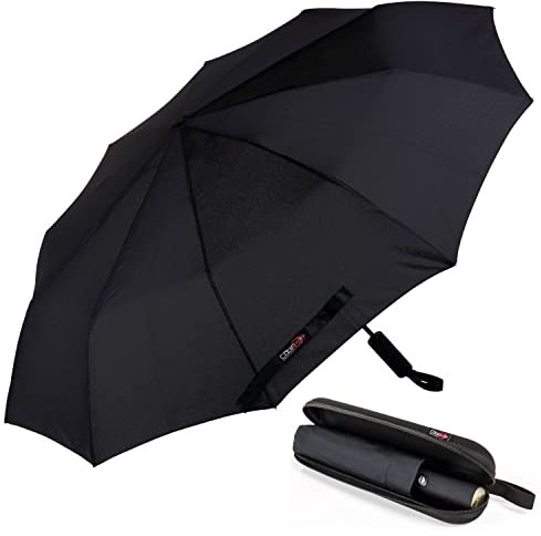 Ombrello Portatile Automatico Antivento, CABIN GO 4450 Ombrello Pieghevole Compatto Resistente Leggero con Custodia Impermeabile e 10 Stecche rinforzate Ombrello da Viaggio