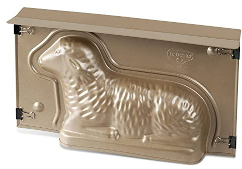Dr. Oetker Lammbackform Goldiges Ostern, hochwertige Lammform, Osterbackform aus Stahlblech, Backform mit Antihaftbeschichtung, Form für die Osterfeier, handliche Motivbackform (Farbe: Gold)
