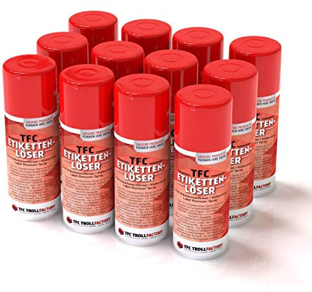 TFC Etikettenlöser I Etikettenentferner I Klebstoff & Aufkleber entfernen I Kleberlöser I Label Remover Spray I 12 x500ml