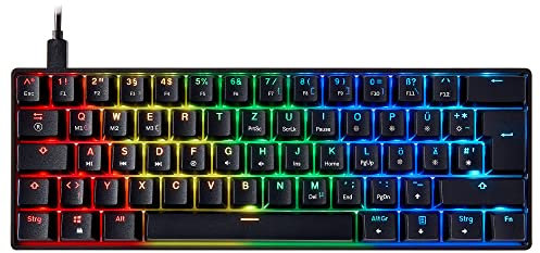 Mizar MZ60 LUNA Mechanical Gaming Keyboard | 60% Keyboard 62 Key ISO UK Layout | RGB LED Backlit | Anti Ghosting NKRO | Progammable Macro Keys | Hotswap Gateron Optical Brown Switches | Black