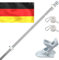 150cm Kit de Asta de Bandera de Aluminio con Soporte Asta de Bandera de Acero Inoxidable, kit de Barra de Bandera de Montaje en Pared Exterior con Anillos Giratorios, Incluye Bandera Alemana