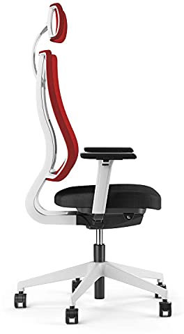 Viasit Drehstuhl Newback Drehstuhl Newback, Bürostuhl, ideal auch für das Home-Office, ergonomisch, mit Nackenstütze, Gestell telegrau (Rot)