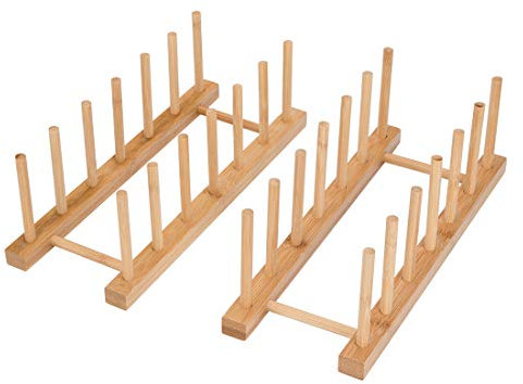 aiface Asciugapiatti, 2 cestini e scolapiatti in bambù per stoviglie,ripiano per lavello,supporto per piatti,porta coperchi per pentole,organizer per mobili da cucina per tazza,tagliere,ciotola