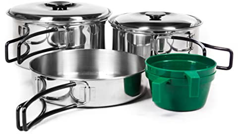 Campfrei 2 Personen Edelstahl Kochtopf-Set Kochgeschirr Camping Kochset Campinggeschirr, Silber