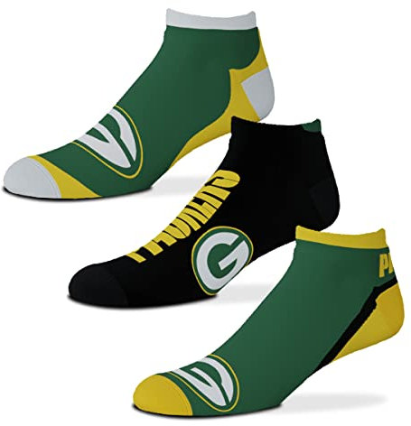 For Bare Feet Socken 3er Pack - Motiv: Green Bay Packers - NFL - Flash - Grösse: M