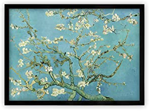 Van Gogh Mandelblüten Klassischer Kunstdruck Poster Wanddekor - Impressionistische Blumen (Schwarz, klein)