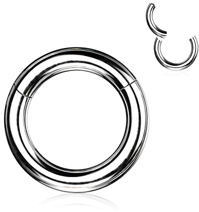 Pain-is-Art Segmentring – 6,0 x 12 mm KLAPPBAR aus Chirurgenstahl in silber - Smooth Closure Ring Clicker