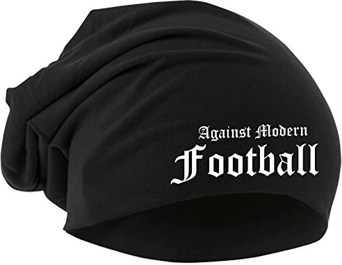 Against Modern Football Mütze | Fussball Ultras Hooligan Germany Biker Rocker Unisex Beanie | Schwarz