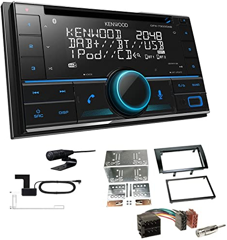 Kenwood DPX-7300DAB 2-DIN Autoradio mit Bluetooth Digitalradio DAB+ USB CD passend für FIAT Bravo II 2007-2014 Klavierlack schwarz