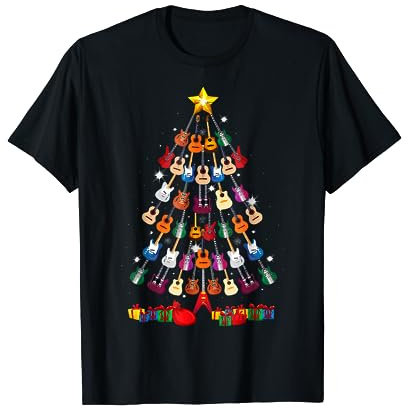 Guitar Christmas Tree Shirt Funny Guitarist Merry Xmas T-Shirt