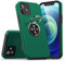 KRAFTCARE Case Compatible for iPhone 12 with Kickstand Ring and Screen Protector, Shockproof and Anti Scratch Magnetic Built-in Ring Stand Case Compatible for iPhone 12 - Dark Green
