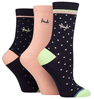 Pringle Ladies Patterned Cotton and Recycled Polyester Socks Pack of 3