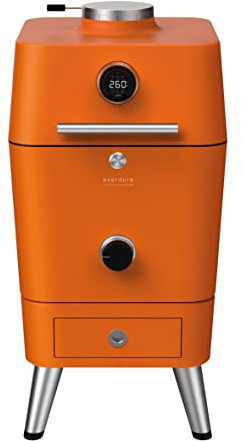 POWERHAUS24 Everdure 4K Profi Holzkohle Kamado Grill & Outdoor-Ofen, unzählige Zubereitungsmethoden, Garen, Grillen, Rösten, von 110°C bis 400°C, Farbe: Orange