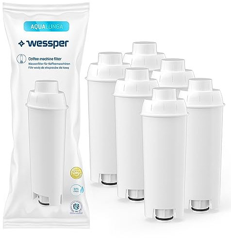 Wessper Wasserfilter Kartuschen Aqua Lunga Kompatibel mit Delonghi Kaffeevollautomat DLSC002, SER3017 & 5513292811 - ECAM, ESAM, ETAM, SECAM - 6er Pack