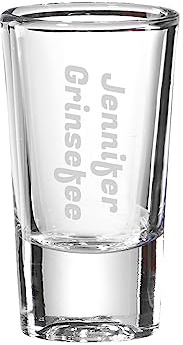 LUXENTU Stamper mit Gravur, Name vertikal, 30 ml, 60 Stück | Personalisierte Schnapsgläser mit Lasergravur, Geschenk zum Geburtstag oder Jubiläum, Spülmaschinenfest