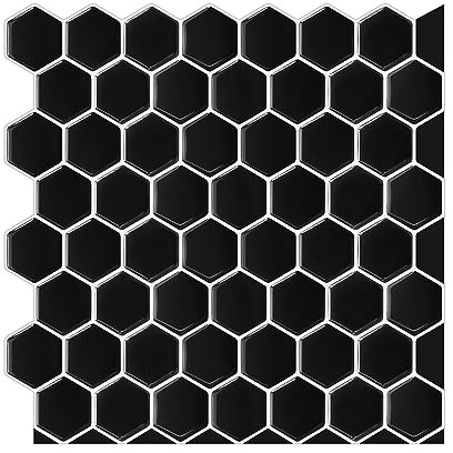 DHAEY 12 12 Pollici Hexagon Black Interior Decoration Wall Sticker TV Sfondo Wall Makeover Sticker Carta da Parati autoadesiva