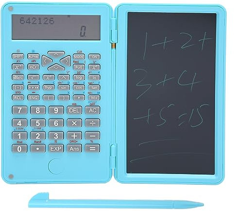 Wissenschaftlicher 10-Bit-Rechner, Wissenschaftlicher LCD-Rechner mit Schreibtafel und Stift, Geeignet für Schulbürotreffen und Familien, Erwachsene und Studenten (Himmelblau)