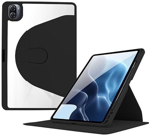 Funda a prueba de golpes para tablet Oppo Pad 2 de 11,6 pulgadas, rotación de 360°, soporte multiángulo con función de encendido y apagado automático, soporte para bolígrafo, color negro