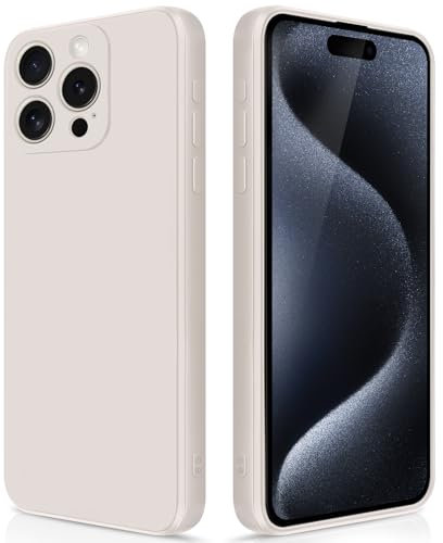 GiiYoon Case Compatible with iPhone 15 Pro, Silky-Soft Touch Full-Body Protective Phone Silicone Case, Shockproof Cover with Microfiber Lining, off white