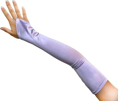 SACASUSA Fingerlose 58,4 cm lange Braut-Satin-Handschuhe über dem Ellenbogen in 20 Farben, Flieder, Einheitsgröße