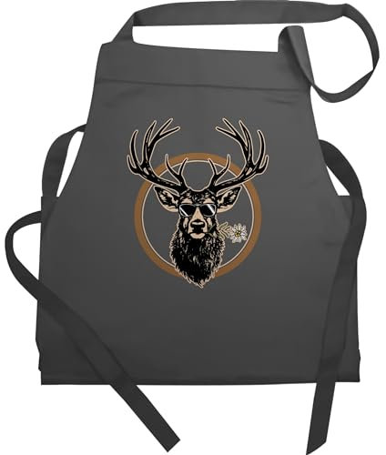 Shirtracer Schürze Geschenk - Grillschürze - Herren 1 - Cooler Hirsch Hirschgeweih Jäger - 60x87 - Anthrazit - kochschürze+herren+hirsch lustige grillen hirsche kochschürze für papa grill geschenke