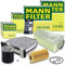 MANN-FILTER Inspektionspaket Filterset 1x Ölfilter, 1x Luftfilter, 1x Innenraumfilter (Aktivkohlefilter), 1x Kraftstofffilter, Kompatibel mit MERCEDES-BENZ C-Klasse, E-Klasse, GLK-Klasse (X204)