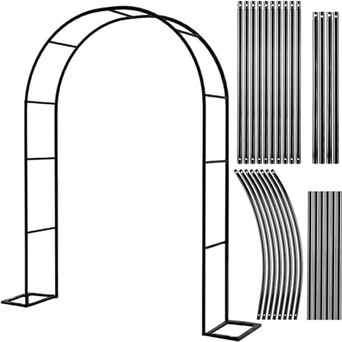 Schwarzer Gartenlaube für Verschiedene Kletterpflanzen, Metallbogen mit Sockel, Hochzeitsbogen, extra hoher Pergola-Spalier, Weinreben-Torbogen, weiß, B1,8 m x H2,2 m