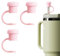 4pcs Straw Covers, Reusable Silicone Straw Cap Spill Proof Dust Resistant Straw Toppers 6-10mm in Diameter Simple Straw Protector for Sippy Cup Tumbler(Pink)