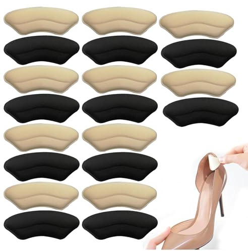 10 Paar Fersenpolster für Schuhe, selbstklebende Fersenschoner für Schuhe, wie High Heels, Lederschuhe, Ballerinas und mehr (Beige und Schwarz)