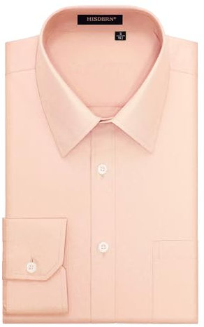 HISDERN Mens Long Sleeve Shirts Regular Fit Shirt for Men Casual Shirt Formal Dress Shirts Light Orange L