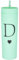 Forest Kiss Letter D Personalized Initial Gifts for Women Men 16oz Double Wall Mint Plastic Skinny Tumbler Monogrammed Matte Slim Cup Wedding Graduation Birthday Gift (D)