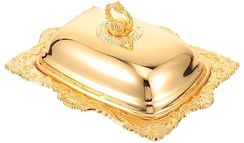 GOOHOCHY 1 Juego Mantequera creativa europea. contenedores de nevera expositor de tartas terrario queso su plato de mantequilla de queso plato de mantequilla con tapa cuadrado