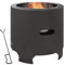 Outsunny Brasero sans fumée Foyer à Bois extérieur Rond Portable en métal avec Pot intérieur en Acier Inoxydable tisonnier poignées rainurées - diamètre 45 cm - Noir