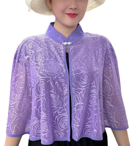 FAIRYGATE Poncho Damen Bolero 1920er-jahre-schal abendumhang Braut-achselzucken Vintage-stil V-ausschnitt Midi-ärmel Durchsichtiger 20er-jahre-partyschal Schals B6906