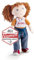 HABA Stoffpuppe mit Namen personalisiert/Bestickt, Erste Baby Puppe für Mädchen, Weiche Kuschelpuppe als Taufgeschenk, Kinder Geschenk-Idee Babypuppe (Braunes Haar)