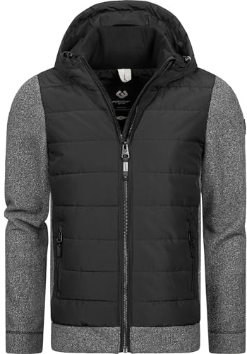 Ragwear Herren Übergangsjacke leichte Steppjacke kurz mit weichen Ärmeln und Kapuze Doryan Mel YOUMODO Black Gr. S