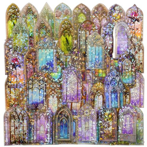 60 Blätter Glitter Holographic Lucite Blume Fenster Rahmen Aufkleber Clear PET Aufkleber für DIY Scrapbooking Alben dekorative Karte machen Bullet Junk Journaling Kits Planner Journaling Crafts