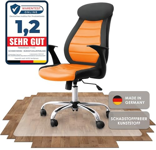 SCHUTZ-FUX Bodenschutzmatte - Robuste Bürostuhlunterlage für Hartböden, rutschfest und Einfach zu Reinigen, Verschiedene Größen - Made in Germany (80x120cm)
