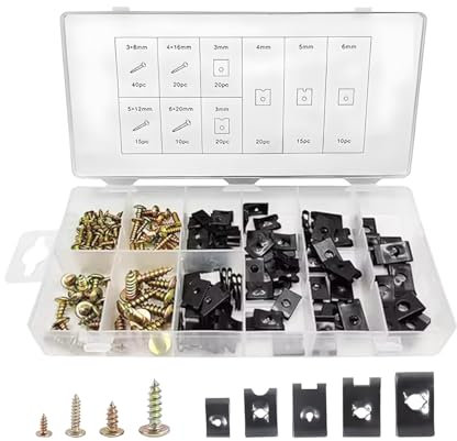 Adunsiaoto 170 Stücke Blechmutterns Karosserie, U Typ Auto Befestigung Clips, Metall Clip Muttern, Karosserieschrauben Blechmuttern, Auto Clips Blechmuttern, U-Type Metall Clipmuttern