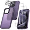 UniqueMe für iPhone 15 Pro Hülle, 5-in-1-Set Handyhülle für iPhone 15 Pro Case Rundumschutz Schutzhülle Cover,1 Handyhülle & 2 Schutzfolie & 2 Kameraschutz - Matt Lila