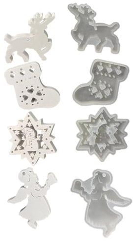 Moldes de silicona con temática navideña, figuras creativas de Navidad, moldes de silicona flexibles para decoración colgante