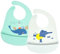 Vicloon Silicone Baby Bib, 2PCS Baby Weaning Bibs, Adjustable Waterproof Baby Feeding Bibs with Food Catcher Pocket, Unisex Soft and Easily Wipe Clean for Infant Toddler, Elephant & Whale