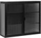 Pawom Glastüren zweitüriger Wandschrank, Badezimmerschrank Hängend, Hängeschrank 23 cm tief, Wandschrank Badezimmer, Wohnzimmer Badezimmer Esszimmer (Schwarz)