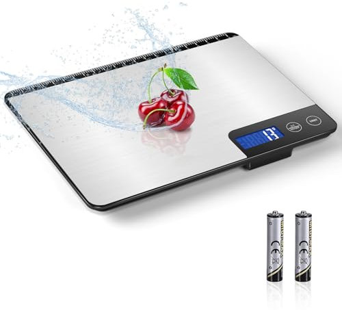 Drcowu Große Digitale Küchenwaage 15kg, Präzise Lebensmittelwaage mit 1g Genauigkeit, Individuelle Auto-Abschaltung (3, 10 & 60 Minuten), LCD-Display, Gramm & Unzen, Ideal für Zuhause, Kochen & Backen