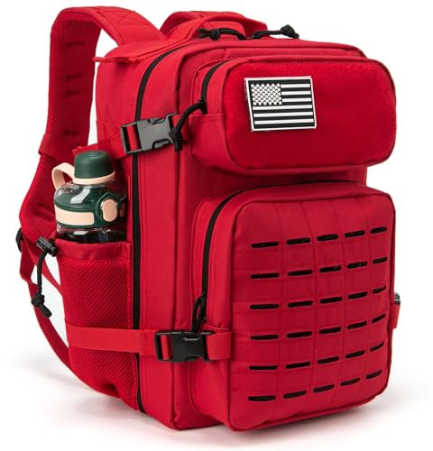 QT&QY 25L Taktischer Rucksack für Männer – MOLLE Military Rucksack, Outdoor, Camping, Wandern, Jagd, Fitness, Wasserabweisend, mit Flaschenhaltern und Laptopfach, Notfall-Überlebensrucksack