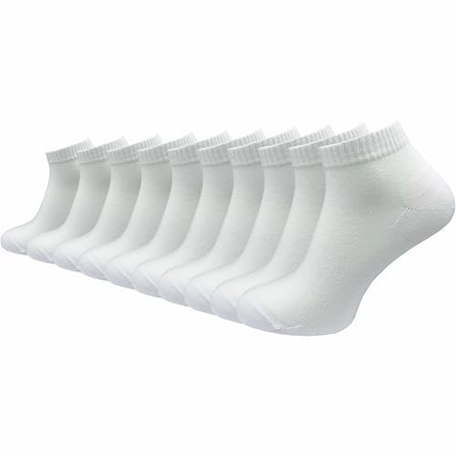 GAWILO Premium Sneaker Socken (10 Paar) | Damen & Herren | extra verstärkte Belastungszonen | ohne drückende Naht über den Zehen (DE/NL/SE/PL, Numerisch, 35, 38, Regular, Regular, weiß)